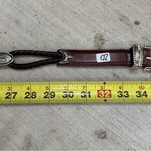 Brighton Brown Leather Belt with Silver Accents